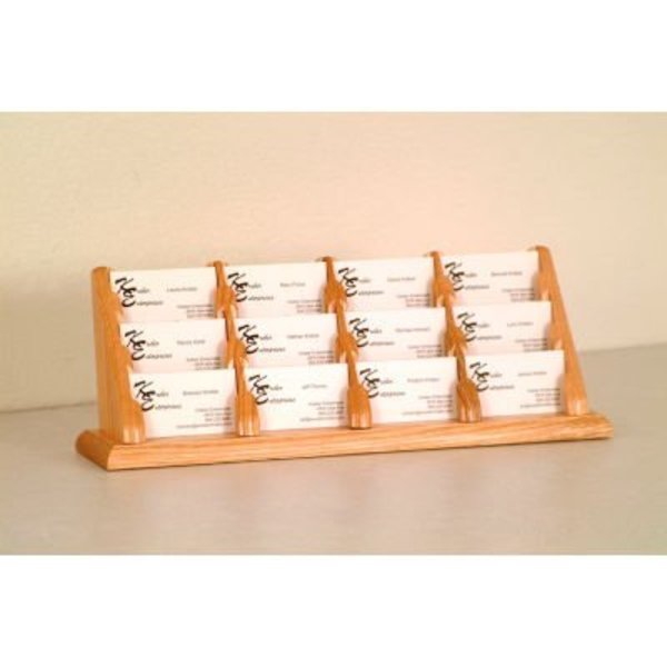 Wooden Mallet 12 Pocket Counter Top Business Card Holder - Light Oak BCC4-12LO